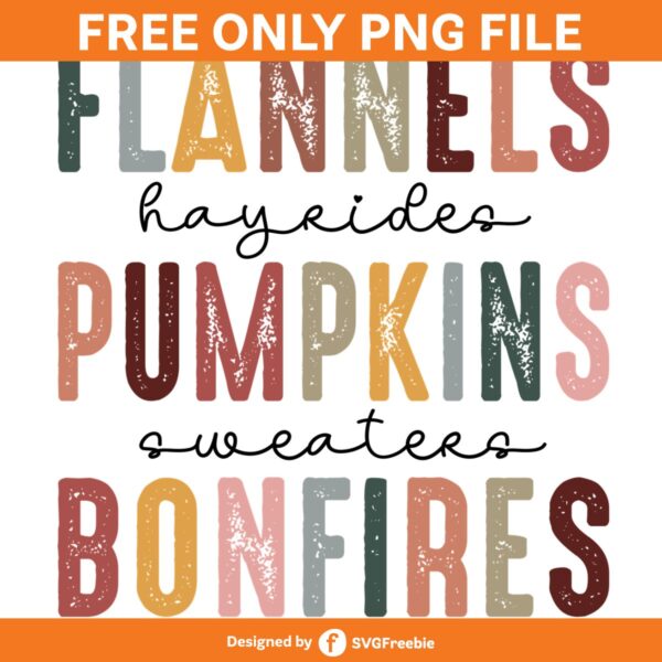 Retro Fall Quote, Flannels Pumpkins PNG