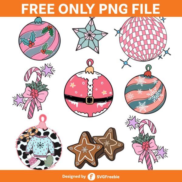 Retro Merry Christmas Party Ornament PNG