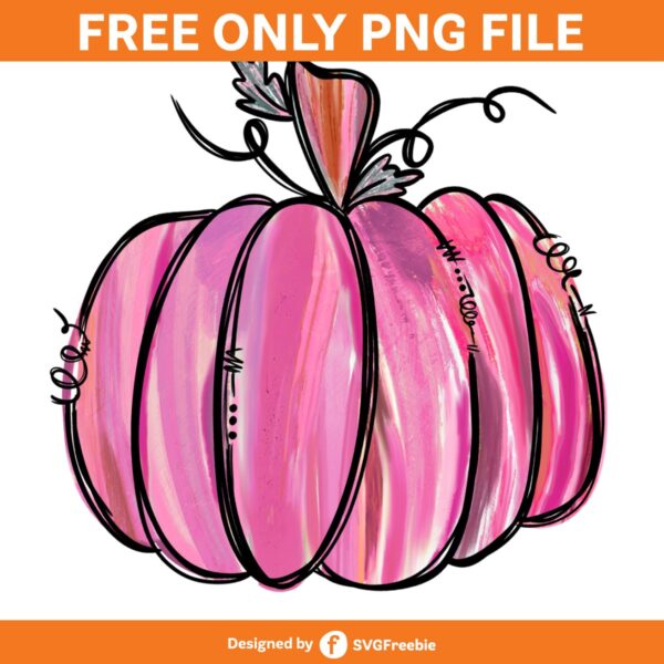 Pumpkin Painted Pink Watercolor Fall PNG