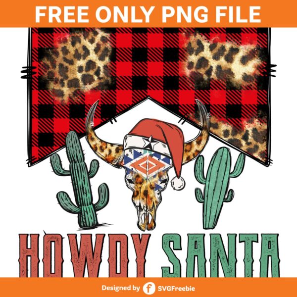 Howdy Santa Cow Aztec Skull Sublimation