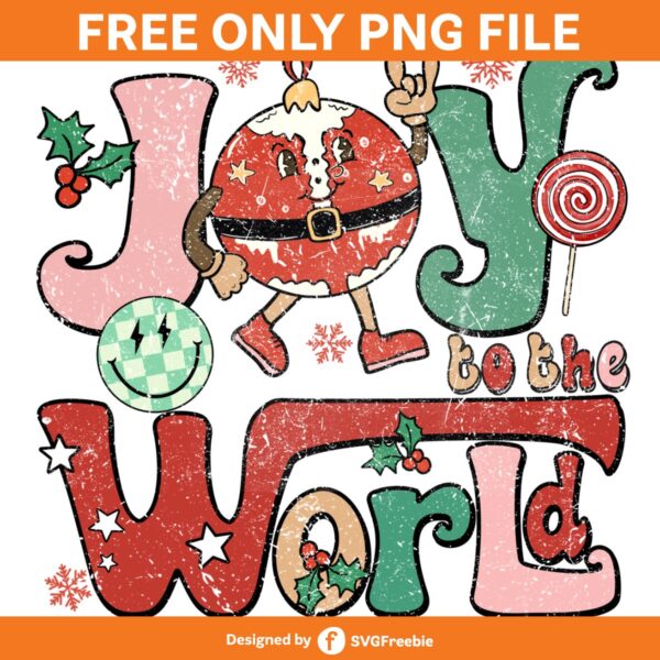 Joy to the World Retro Christmas PNG