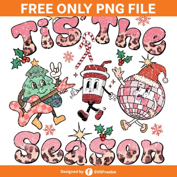 Tis the Season Retro Christmas Cute PNG