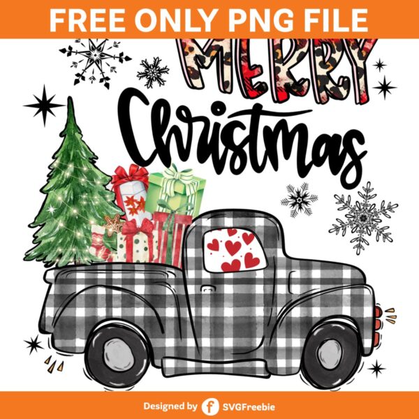 Merry Christmas Tree Black Buffalo Plaid