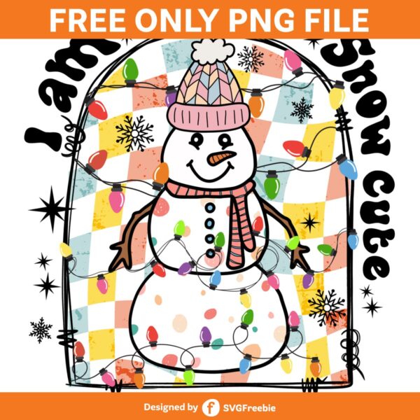 Retro Christmas Lights Snowman Cute PNG