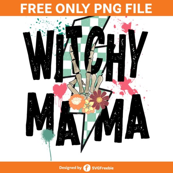 Witchy Mama Halloween Lightning Bolt PNG