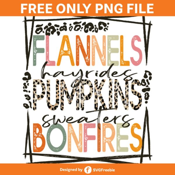 Retro Fall Quote, Flannels Pumpkins PNG