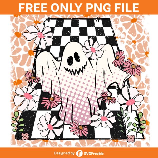 Retro Ghost Flowers Spooky Season Floral