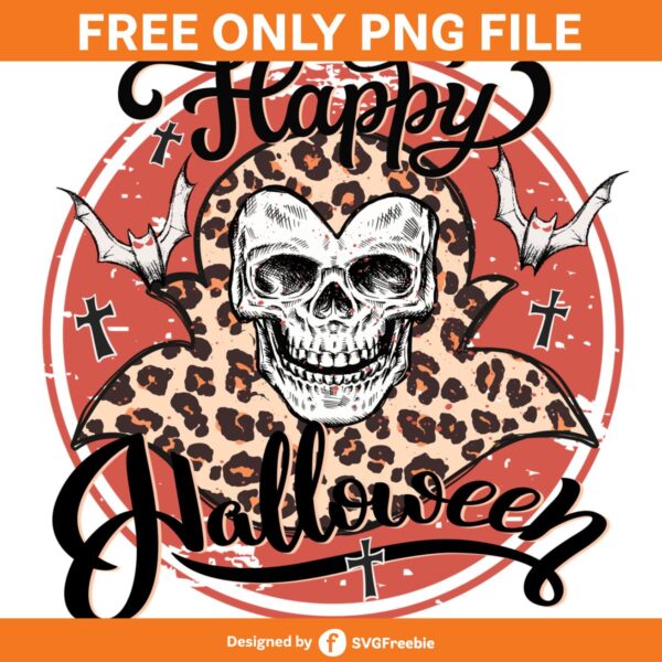 Retro Halloween Skeleton Distressed PNG