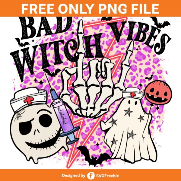 Retro Nurse Halloween Witch Vibes PNG