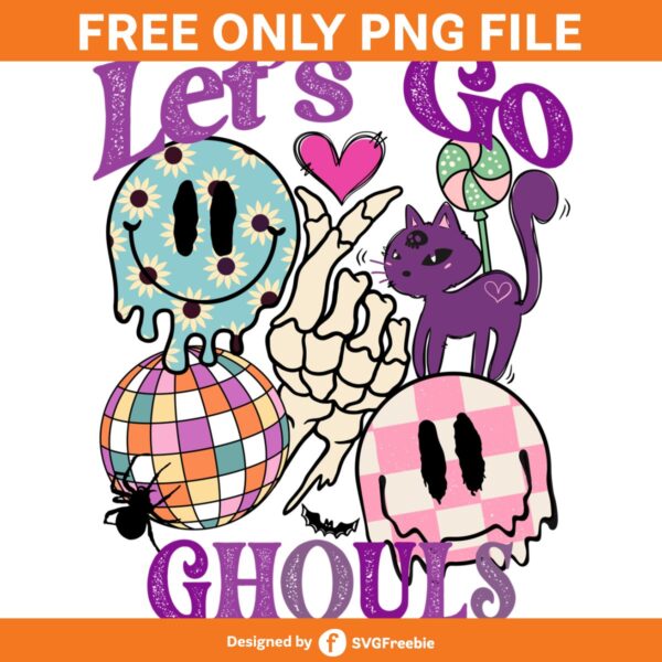 Let's Go Ghouls Halloween Groovy Design