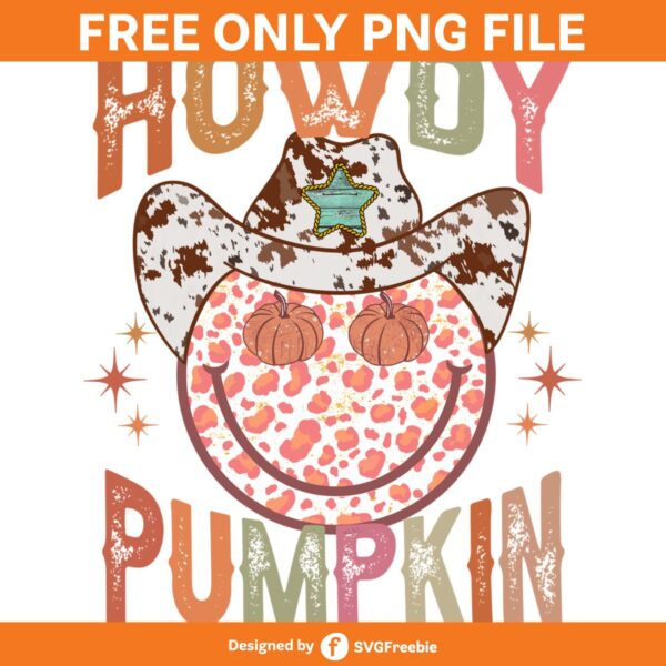 Howdy Pumpkin Smiley Face Fall Vibes PNG