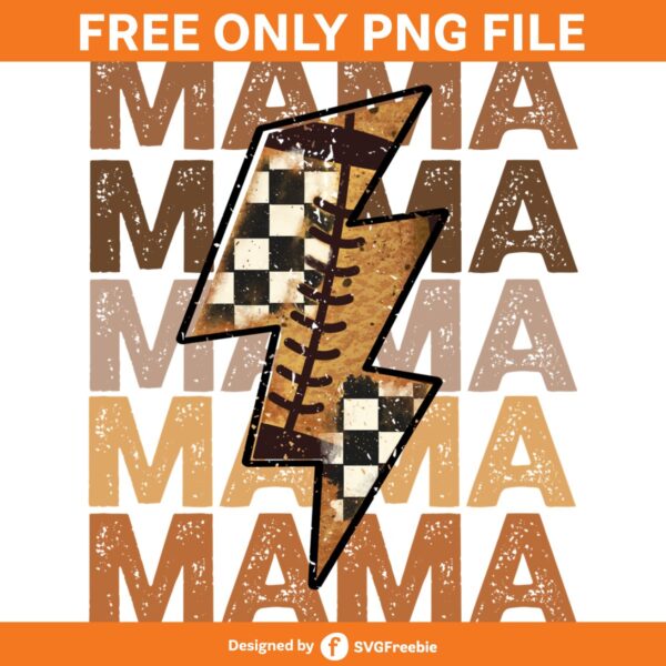 Football Mama Stacked Lightning Bolt PNG