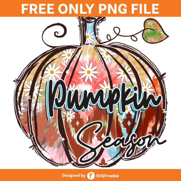 Pumpkin Season Daisy Flower Tie Dye PNG