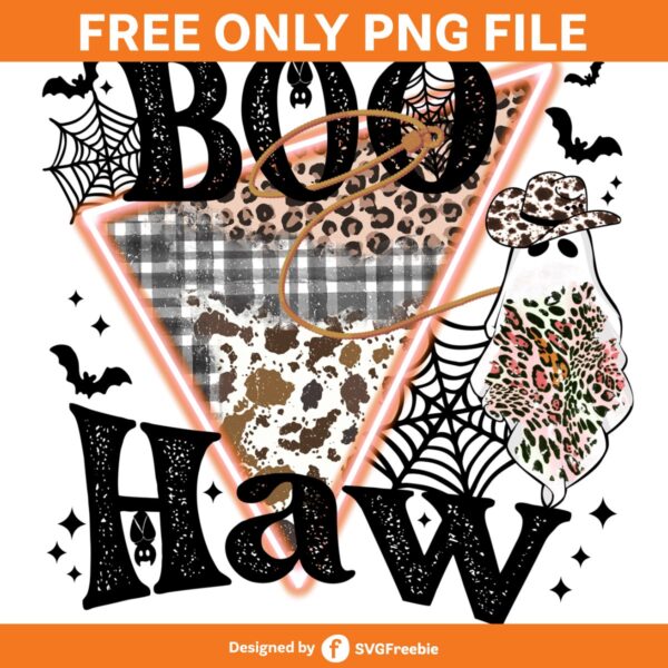 Retro Boo Haw Halloween Cowboy Ghost PNG