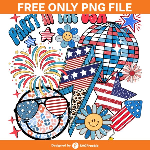 Party in the USA Retro Groovy Patriotic