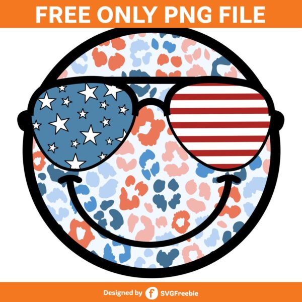 Retro Smiley Face America Sunglasses PNG