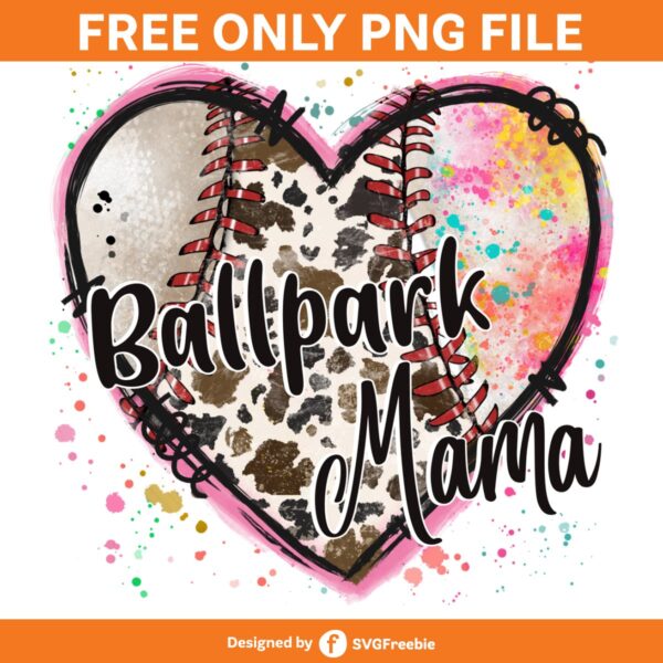 Ballpark Mama Baseball Western Heart PNG