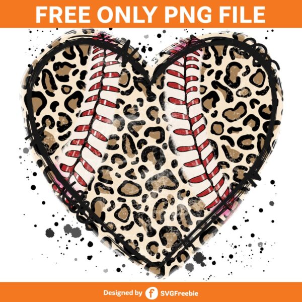 Baseball Western Heart Leopard Clipart