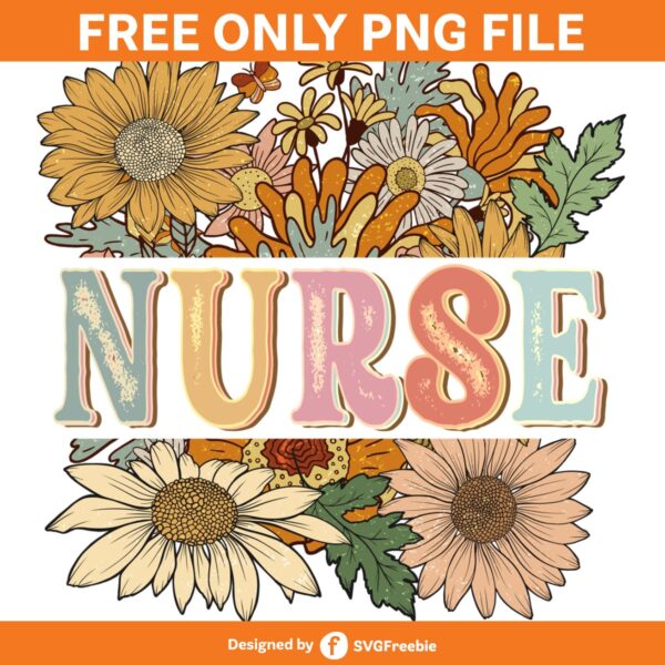 Nurse Floral Boutique Retro Spring PNG