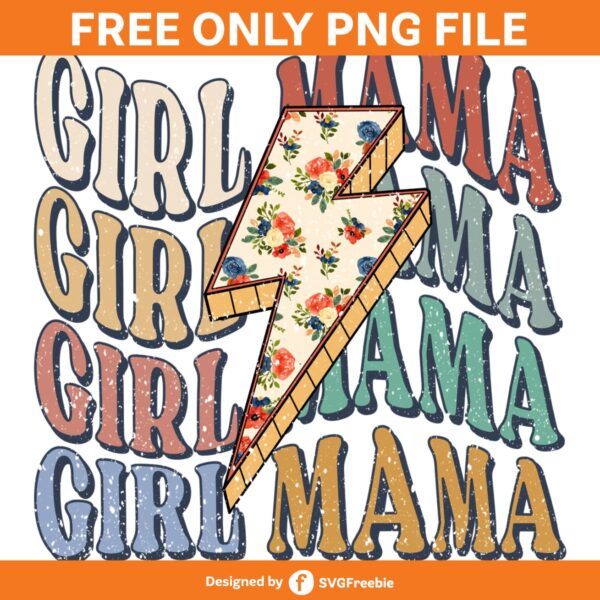 Girl Mama Retro Lightning Bolt Flower