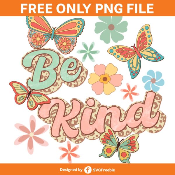 Be Kind PNG Retro Floral Inspirational