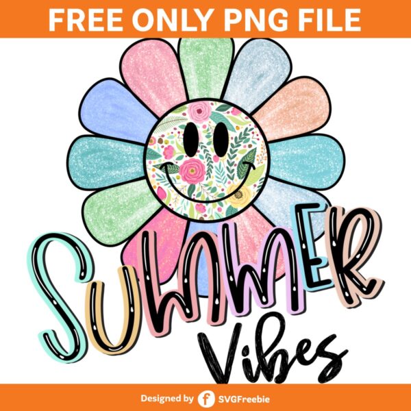 Summer Vibes Retro Daisy Flower PNG