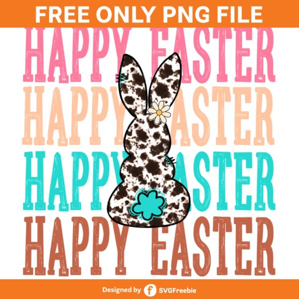 Happy Easter Bunny Cowhide PNG