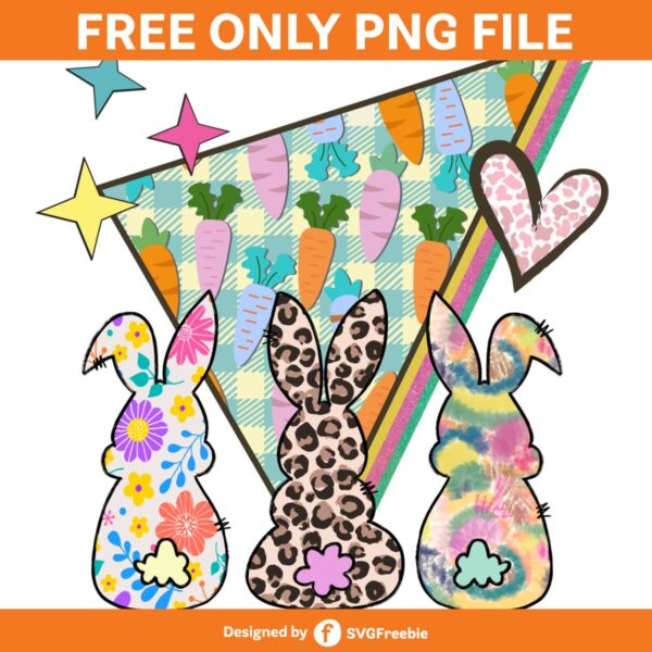 Happy Easter Bunny Flower Leopard PNG