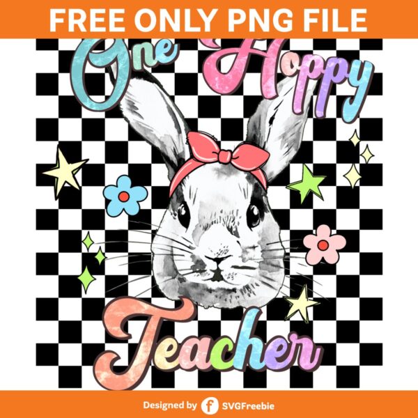 Teacher Easter Bunny Retro Sublimation