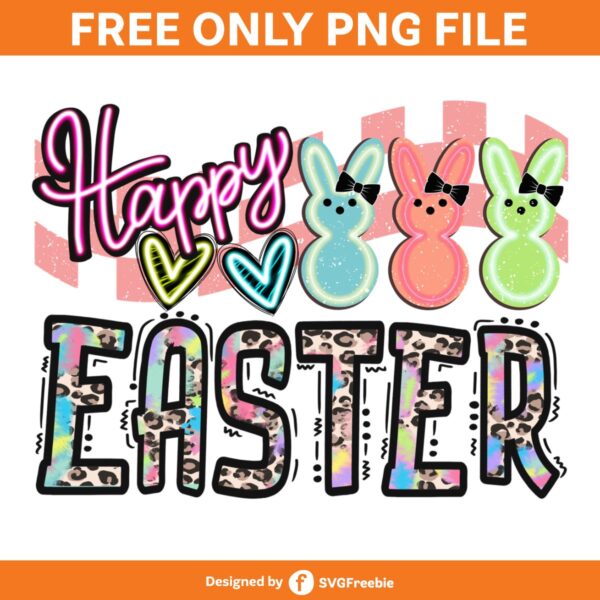 Checkered Happy Easter Bunny Retro PNG