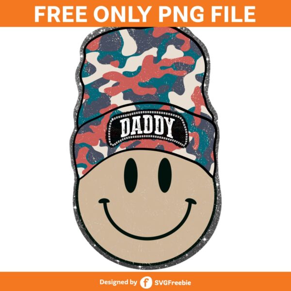 Smiley Face Beanie Retro Daddy Camo PNG