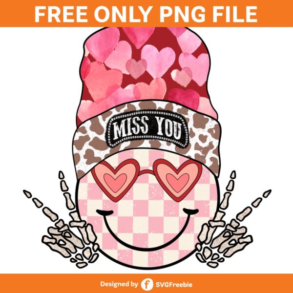 Smiley Face Beanie Retro Miss You PNG