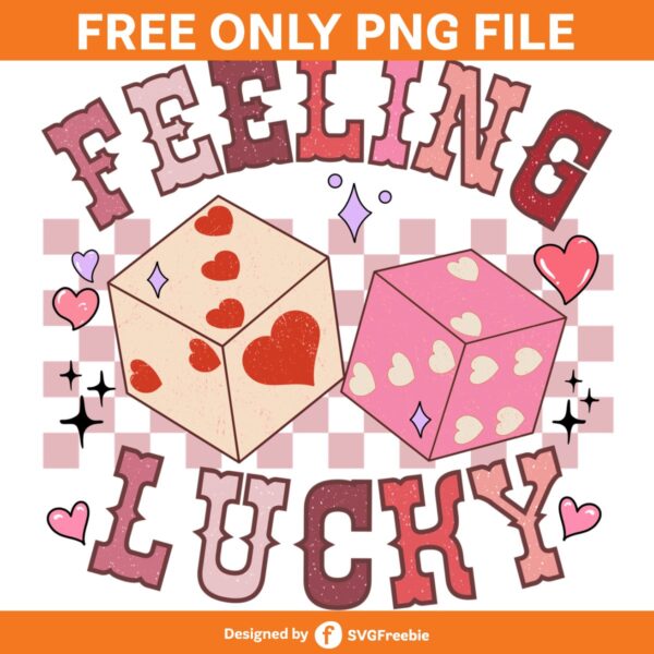 Feeling Lucky Retro Valentines Day PNG