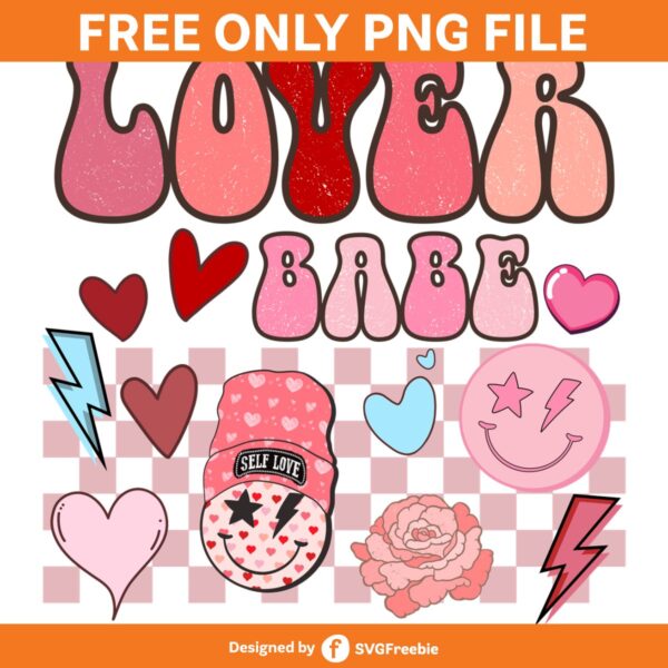 Lover Babe Valentines Day Groovy PNG