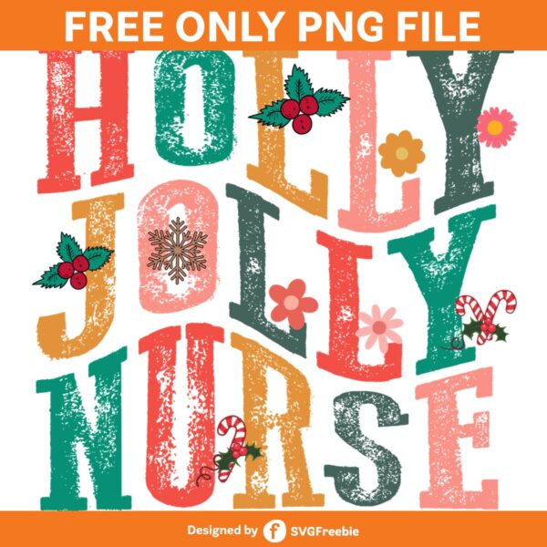 Holly Jolly Nurse Retro Christmas PNG