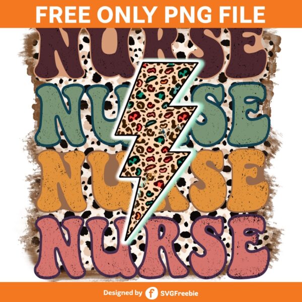 Nurse Stacked Lightning Bolt Sublimation