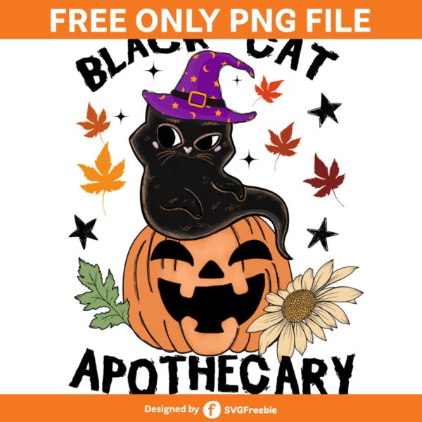 Black Cat Apothecary PNG, Hocus Pocus