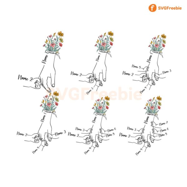 Custom 16 Floral Hands Mom/Grandma and Childs Png Bundle