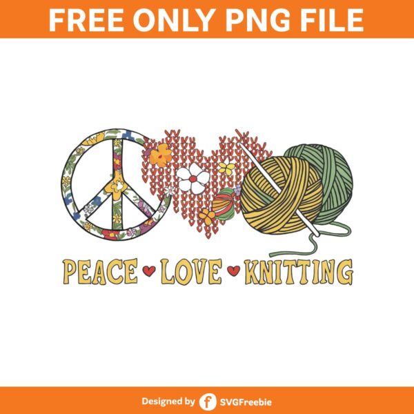 Peace Love Knitting Clipart PNG