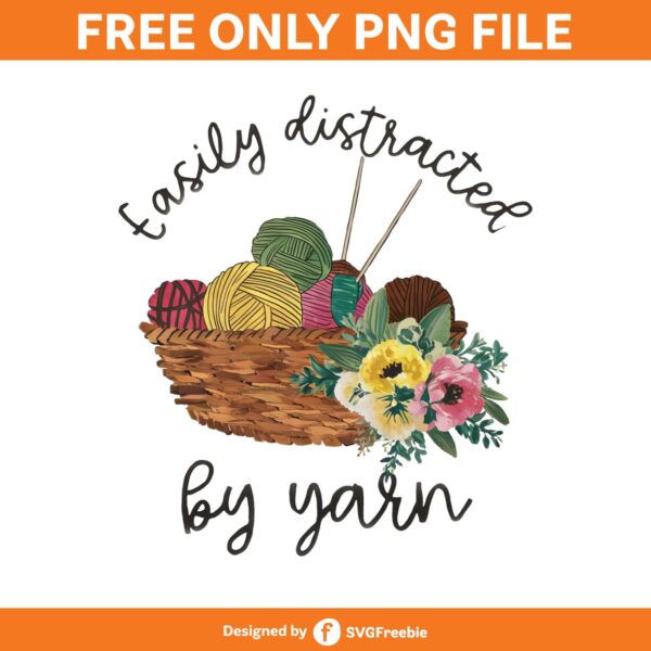 Easily Distracted by Yarn Clipart PNG