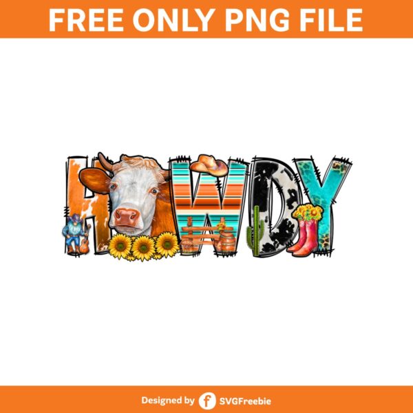 Western Sublimation, Howdy Png, Cow Png