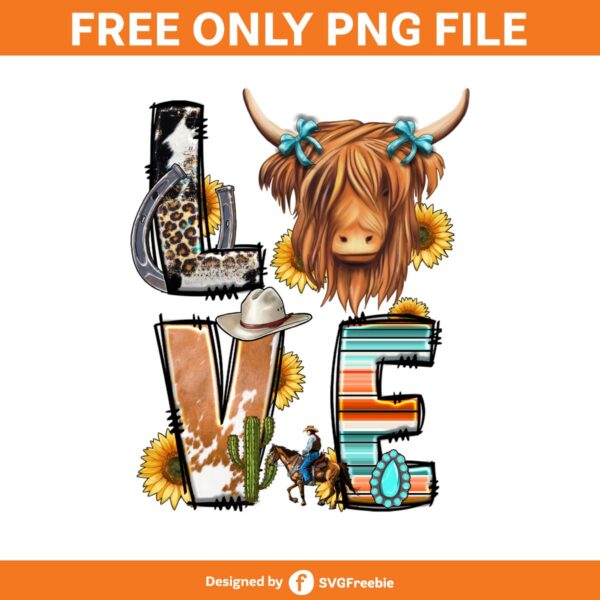 Cow Sublimation, Love Png, Western Png