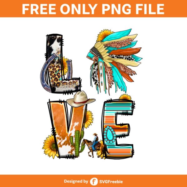 Love Indian Png, Western Sublimation