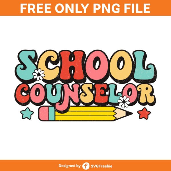 School Counselor Sublimation, Retro PNG