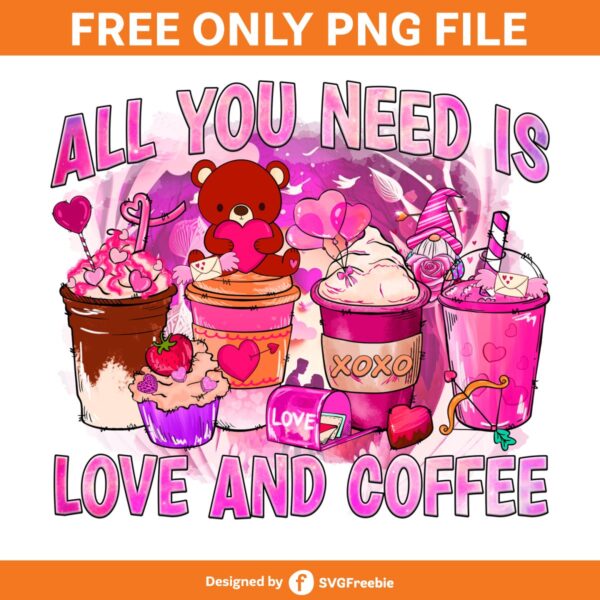 Valentine's Day Sublimation, Coffee PNG