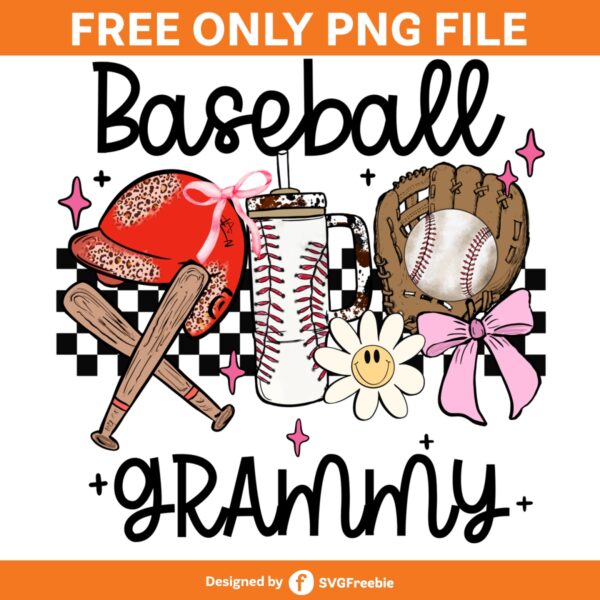 baseball-grammy-groovy-retro-checkered-png